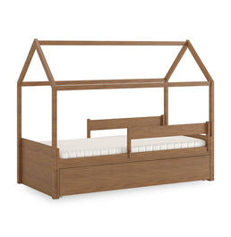 Cama Com Casinha Up 2 em 1 Com Cama Auxiliar - Freijó