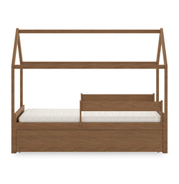 Cama Com Casinha Up 2 em 1 Com Cama Auxiliar - Freijó