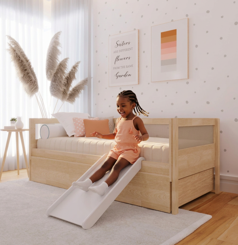 Combo Cama Sofá Haus Nature com Palha 2 em 1 com Cama Auxiliar e Escorregador - Carvalho