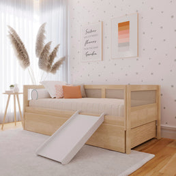 Combo Cama Sofá Haus Nature com Palha 2 em 1 com Cama Auxiliar e Escorregador - Carvalho