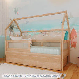 Combo Cama Sofá Haus Nature Casinha com Palha 2 em 1 com Cama Auxiliar Carvalho