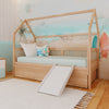 Combo Cama Sofá Haus Nature Casinha com Palha 2 em 1 com Cama Auxiliar e Escorregador - Carvalho