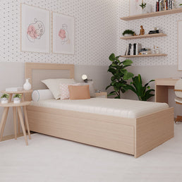Cama Solteiro Haus Nature com Cama Auxiliar - Carvalho