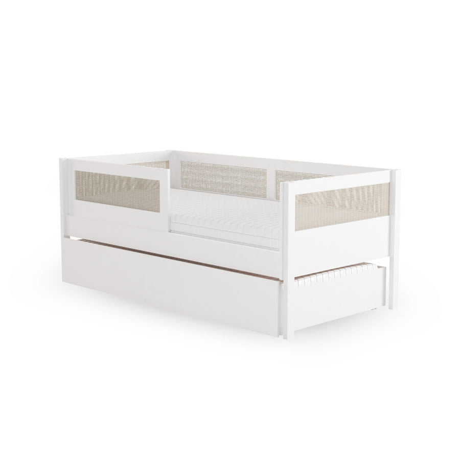 Combo Cama Sofá Haus Nature Com Palha 2 em 1 Com Cama Auxiliar - Branco