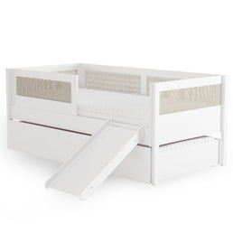 Combo Cama Sofá Haus Nature Com Palha 2 em 1 Com Cama Auxiliar e Escorregador - Branco