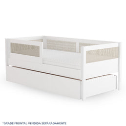 Combo Cama Sofá Haus Nature Com Palha 2 em 1 Com Cama Auxiliar e Escorregador - Branco