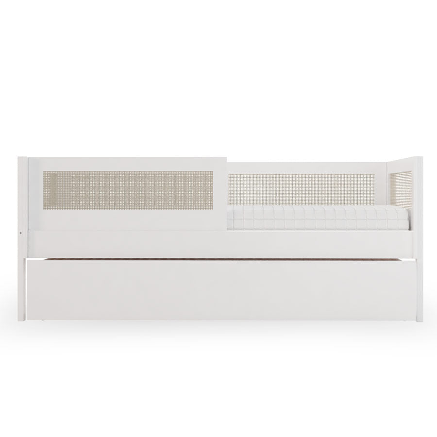 Combo Cama Sofá Haus Nature Com Palha 2 em 1 Com Cama Auxiliar e Escorregador - Branco