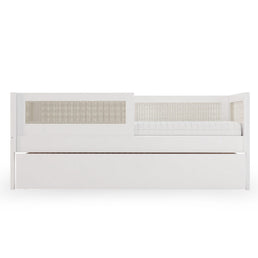 Combo Cama Sofá Haus Nature Com Palha 2 em 1 Com Cama Auxiliar e Escorregador - Branco