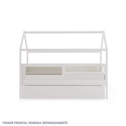 Combo Cama Sofá Haus Nature Casinha Com Palha 2 em 1 Com Cama Auxiliar - Branco