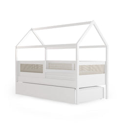 Combo Cama Sofá Haus Nature Casinha Com Palha 2 em 1 Com Cama Auxiliar - Branco