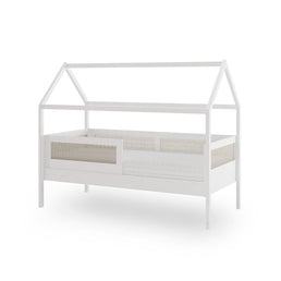 Combo Cama Sofá Haus Nature Casinha Com Palha 2 em 1 Com Cama Auxiliar e Escorregador - Branco