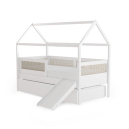 Combo Cama Sofá Haus Nature Casinha Com Palha 2 em 1 Com Cama Auxiliar e Escorregador - Branco