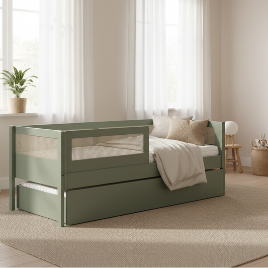 Combo Cama Sofá Haus Nature Com Palha 2 em 1 Com Auxiliar - Verde Jardim
