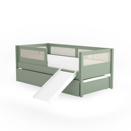 Combo Cama Sofá Haus Nature Com Palha 2 em 1 Com Cama Auxiliar e Escorregador - Verde Jardim