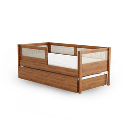 Combo Cama Sofá Haus Nature Com Palha 2 em 1 Com Auxiliar - Freijó