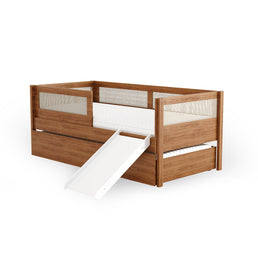 Combo Cama Sofá Haus Nature Com Palha 2 em 1 Com Cama Auxiliar e Escorregador - Freijó