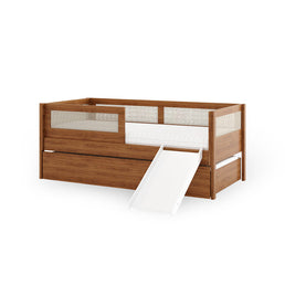 Combo Cama Sofá Haus Nature Com Palha 2 em 1 Com Cama Auxiliar e Escorregador - Freijó