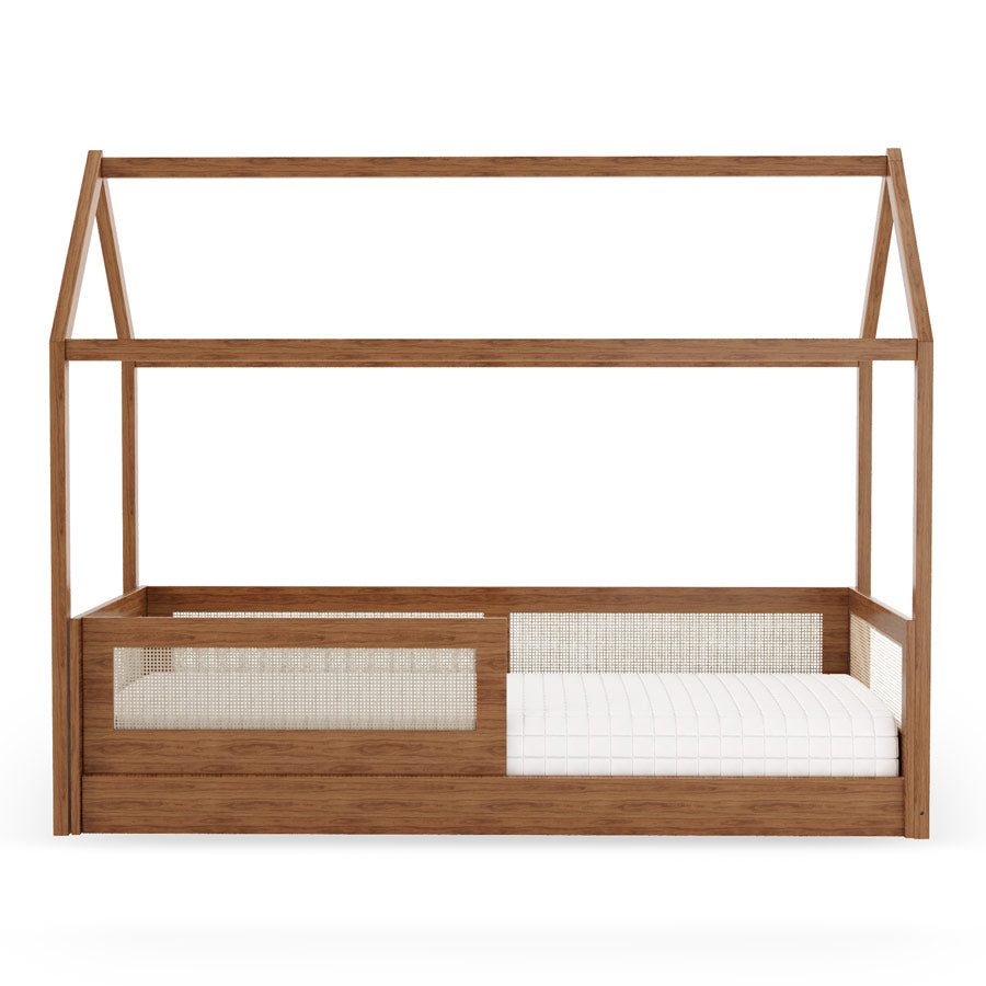 Combo Cama Sofá Haus Nature Casinha Com Palha 2 em 1 Com Cama Auxiliar - Freijó