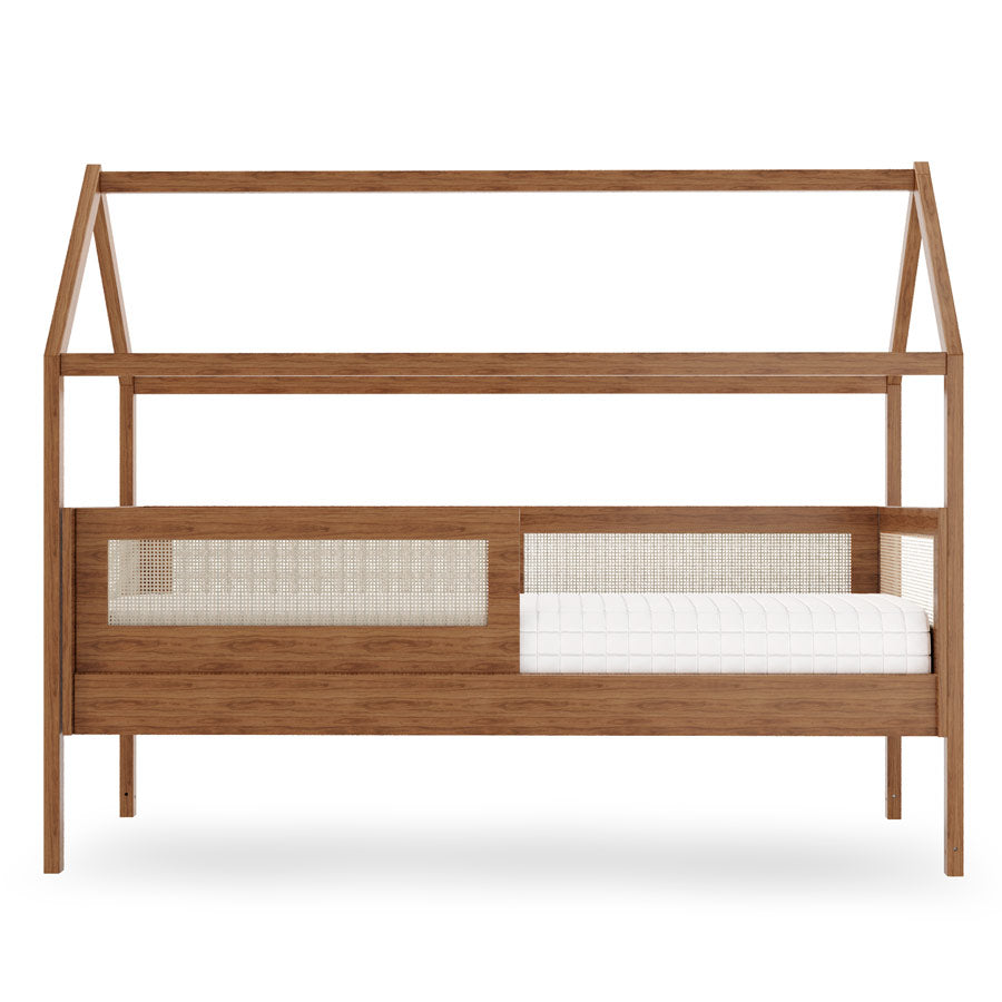 Combo Cama Sofá Haus Nature Casinha Com Palha 2 em 1 Com Cama Auxiliar - Freijó