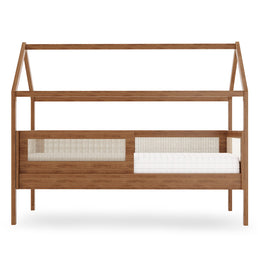 Combo Cama Sofá Haus Nature Casinha Com Palha 2 em 1 Com Cama Auxiliar - Freijó