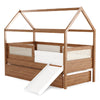 Combo Cama Sofá Haus Nature Casinha Com Palha 2 em 1 Com Cama Auxiliar e Escorregador - Freijó