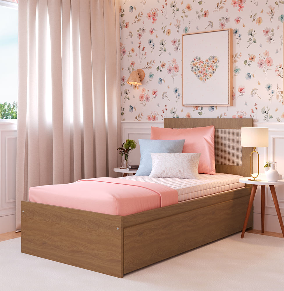 Cama Solteiro Haus Nature Com Cama Auxiliar - Freijó