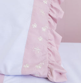 Lençol de Solteiro Flores e Borboletas 3 Peças - Rosa Nuvem