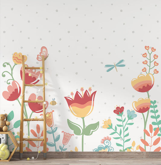 Papel de Parede Adesivo Infantil Jardim da Lorena - Mural 2,50m x 2,70m - Bota Fora