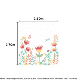 Papel de Parede Adesivo Infantil Jardim da Lorena - Mural 2,50m x 2,70m - Bota Fora