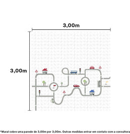 Papel de Parede Infantil Adesivo Pista - Mural 3,0m x 3,0m - Bota Fora