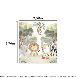 Papel de Parede Cola Infantil Selva dos Bichos - Mural 2,50m x 2,70m - Bota Fora 
