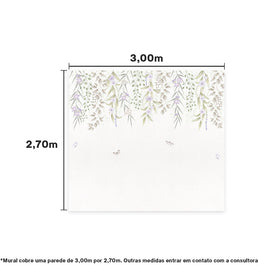 Papel de Parede Adesivo Infantil Jardim Suspenso Outono Lilás - Mural 3,0m x 2,70m - Bota Fora
