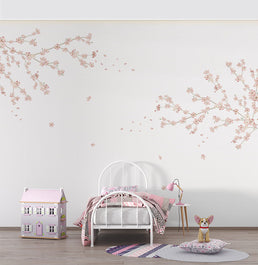 Papel de Parede Adesivo Infantil Floral Galhos Cerejeiras - Mural 4,0m x 2,70m - Bota Fora 