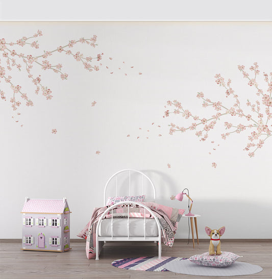 Papel de Parede Adesivo Infantil Floral Galhos Cerejeiras - Mural 4,0m x 2,70m - Bota Fora 