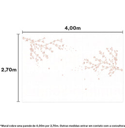Papel de Parede Adesivo Infantil Floral Galhos Cerejeiras - Mural 4,0m x 2,70m - Bota Fora 