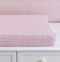 Trocador Bordado Flores e Borboletas - Rosa Nuvem