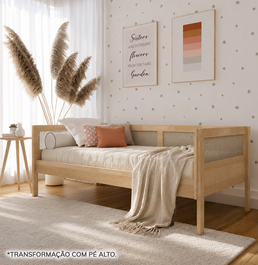 Cama Sofá Haus Nature Com Palha 2 em 1 Montessoriana - Carvalho