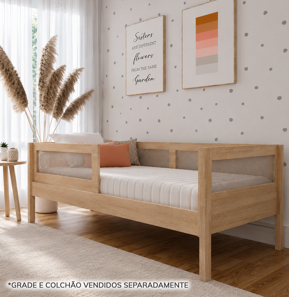 Cama Sofá Haus Nature Com Palha 2 em 1 Montessoriana - Carvalho