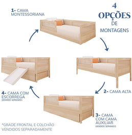 Cama Sofá Haus Nature Com Palha 2 em 1 Montessoriana - Carvalho