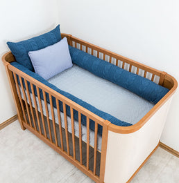 Kit Berço 5 Peças Dalia/Infinity e Xadrez - Azul Jeans