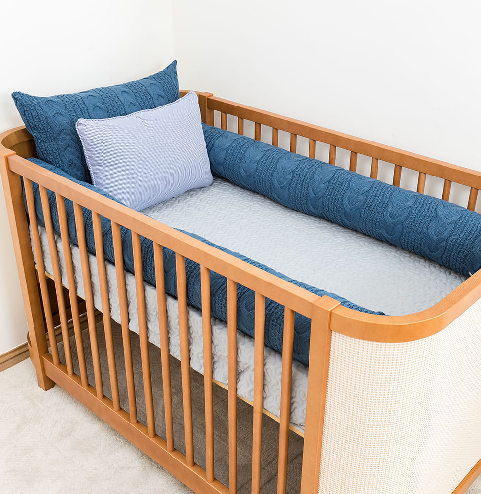 Kit Berço 5 Peças Dalia/Infinity e Xadrez - Azul Jeans