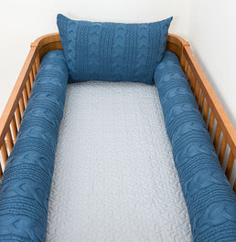 Kit Berço 5 Peças Dalia/Infinity e Xadrez - Azul Jeans