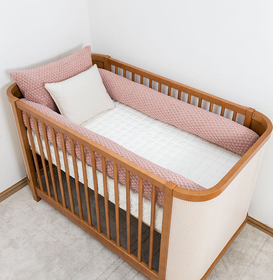 Kit Berço 5 Peças Colméia Quadradinho e Xadrez - Rosa