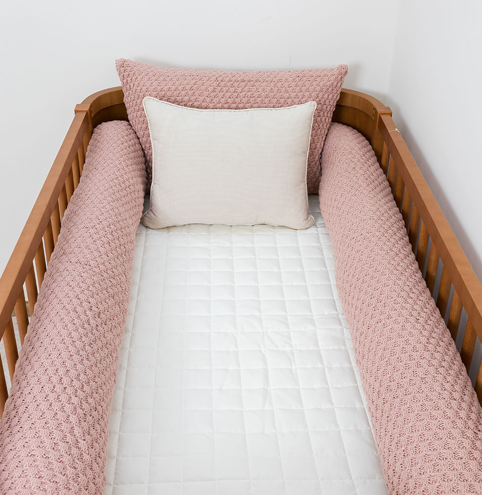 Kit Berço 5 Peças Colméia Quadradinho e Xadrez - Rosa