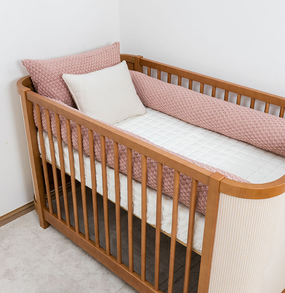 Kit Berço 5 Peças Colméia Quadradinho e Xadrez - Rosa
