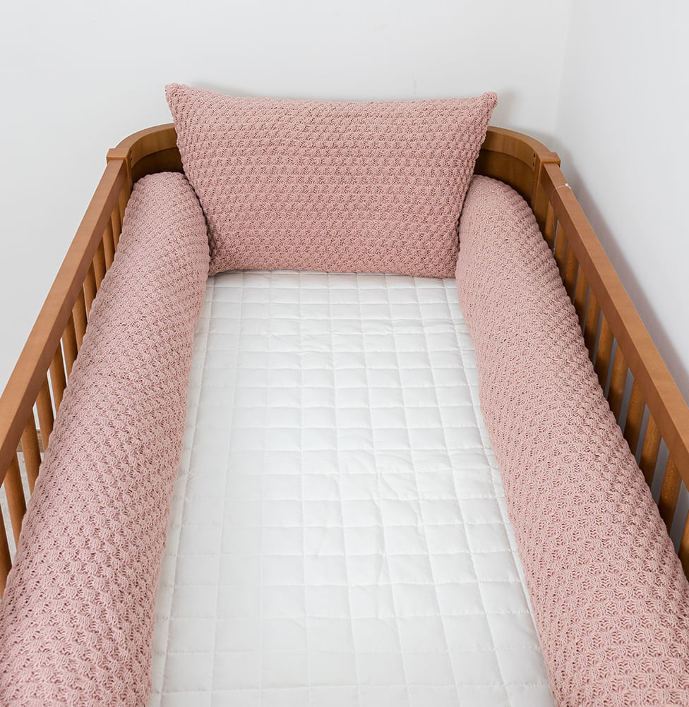 Kit Berço 5 Peças Colméia Quadradinho e Xadrez - Rosa
