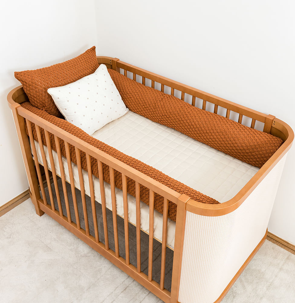 Kit Berço 5 Peças Colmeia Quadradinho e Poá - Cobre