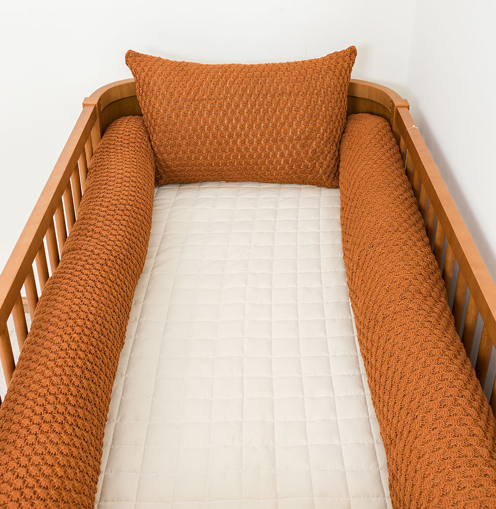 Kit Berço 5 Peças Colmeia Quadradinho e Poá - Cobre