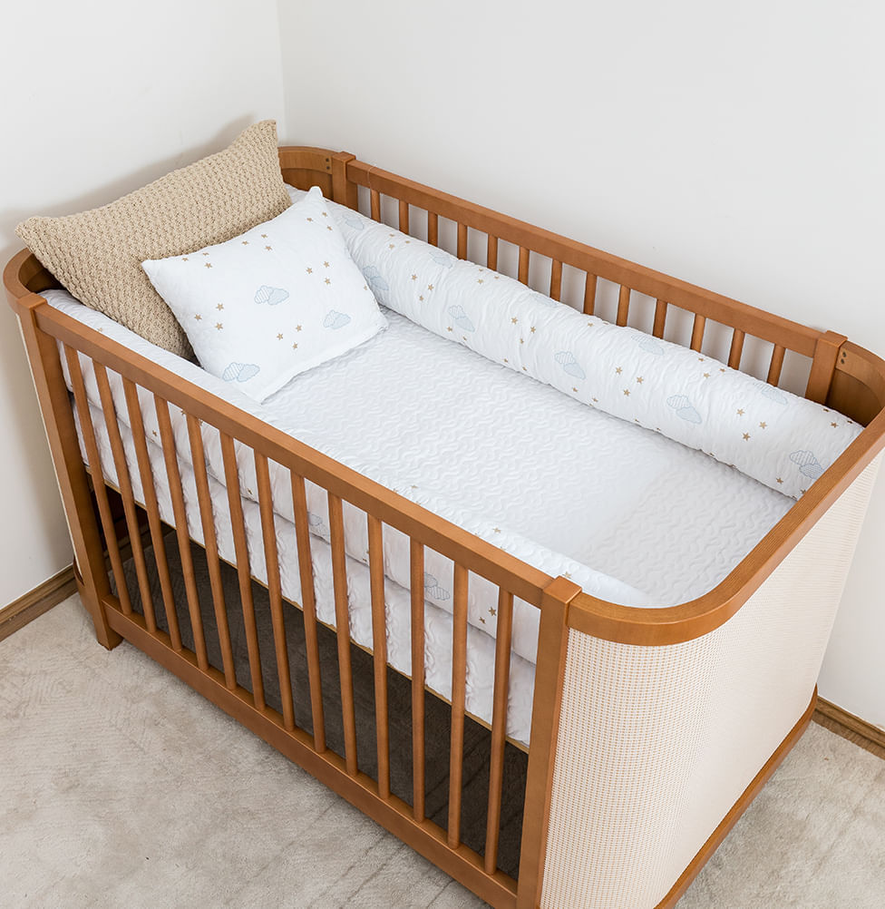 Kit Berço 5 Peças Nuvem Infinity Com Bordado - Branco