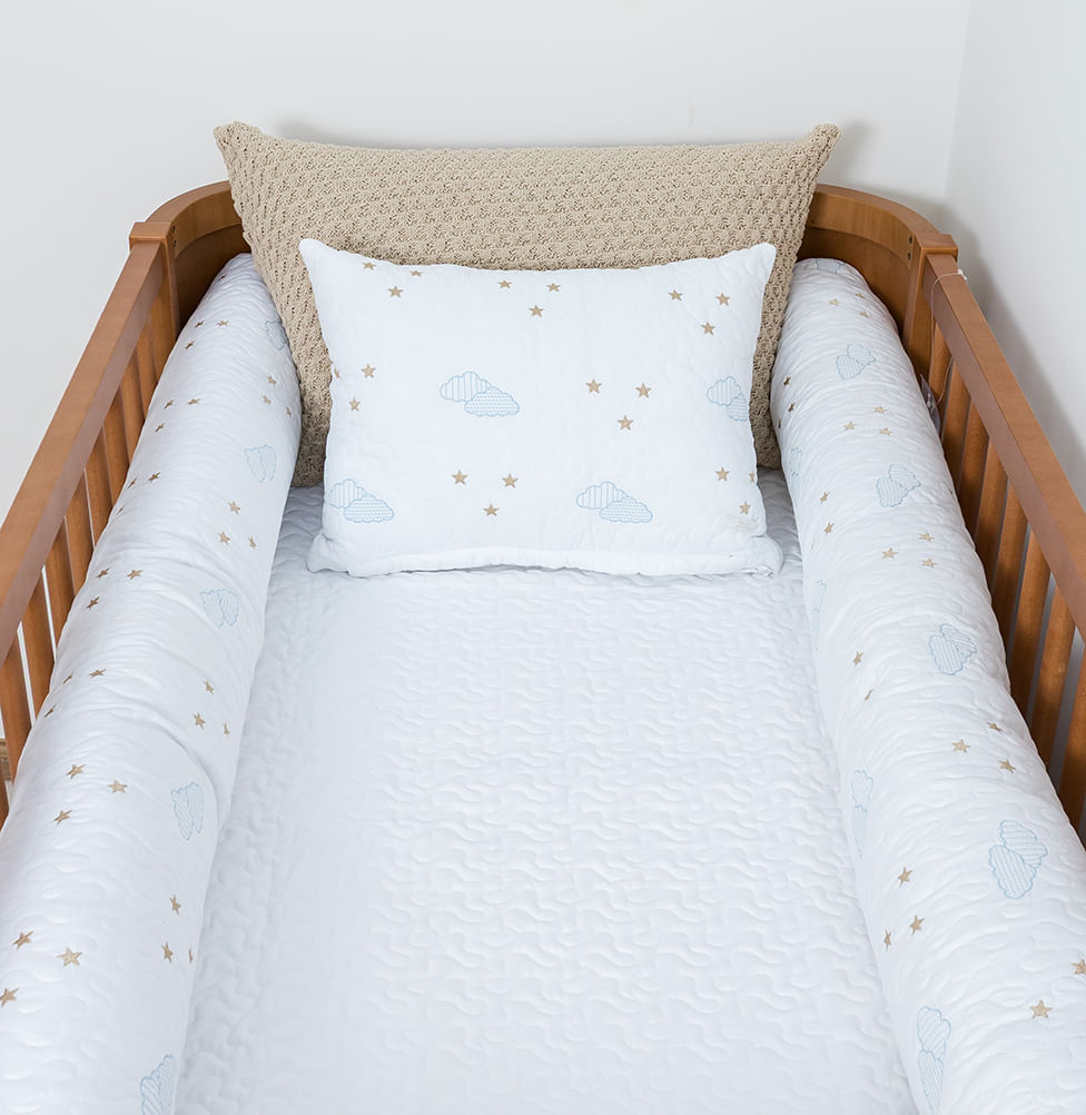 Kit Berço 5 Peças Nuvem Infinity Com Bordado - Branco